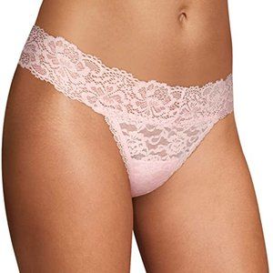 Maidenform NWT Ballerina Slipper Metallic Allover Lace Thong Panty DMESLT $12